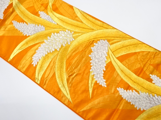 JAPANESE FUKURO OBI / WOVEN FLORAL PLANTS